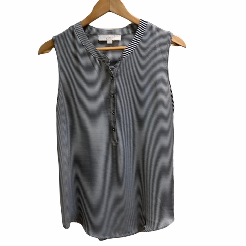 Loft black and white blouse, short sleeves, size small